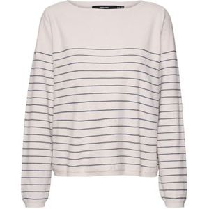 VERO MODA Vmjohanna Ls Boatneck Pullover Ga Ent Damestrui, Berken/strepen: marineblauw, M