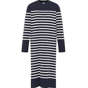 GRASSLAND Robe longue pour femme 39526284-GR01, bleu marine, blanc laineux, taille M/L, Robe maxi, M-L
