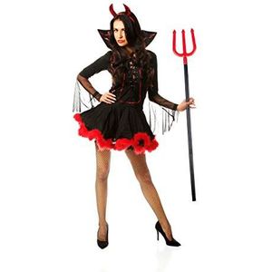 Relaxdays Duivelsvork, 113 cm, Trident, om in elkaar te zetten, Halloween-kostuum, voor kinderen, volwassenen, spikes, zwart-rood