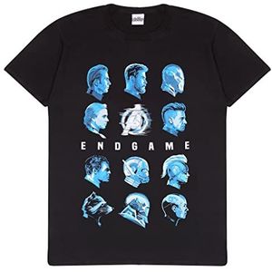 Marvel Avengers Endgame Tonal Heads T-shirt voor heren, officieel product, S-XXL, T-shirt met ronde hals, Iron Man Captain America Thor Hulk, cadeau-idee voor verjaardag, thuis of in de sportschool, zwart, L, zwart.