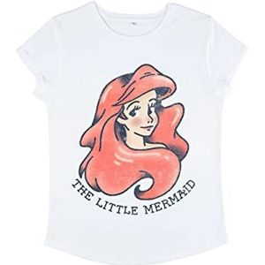 Disney The Little Mermaid dames T-shirt met rolgeluiden, organisch, wit, maat M, Wit