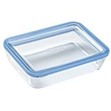 Pyrex Pure Glass Voedselbewaardoos van glas met glazen deksel en luchtdichte siliconen afdichting, 19 x 14 x 5 cm, 0,8 l, geschikt voor oven, magnetron en vaatwasser