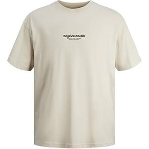 JACK & JONES Jorvesterbro T-shirt Ss Crew Neck Noos Poloshirt voor heren, Lichtbeige