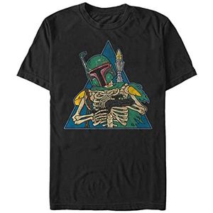 Star Wars Unisex Skeleton Boba Organic T-shirt met korte mouwen, zwart, XL, SCHWARZ