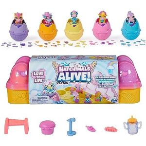 Hatchimals Alive - Doos met 5 eieren + accessoires – eierdoos 6 figuren om te verzamelen en 11 accessoires – om met water te maken – figuur – eenvoudig transport – speelgoed voor kinderen vanaf 3 jaar