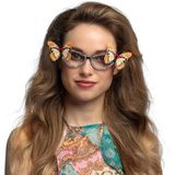 Boland 02672 - Vlinderfeestbril, retro bril voor carnaval, themafeest en JGA, kostuumaccessoires