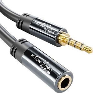 KabelDirekt - 10 m verlengkabel voor hoofdtelefoon microfoon (3,5 mm vrouwelijk heeft 3,5 mm stekker, 4-polige kabel)
