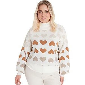 Trendyol Heart Coltrui voor dames, regular plus size, sweatshirt, 1 stuk, Meerkleurig