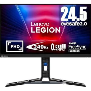 Lenovo Legion R25f-30 Gaming Monitor - 24,5 inch FullHD WLED Display 1920x1080, VA, ultradunne randen, AMD FreeSync, 0,5 ms, 240 Hz, HDMI-kabel - Raven Black - Exclusive Amazon