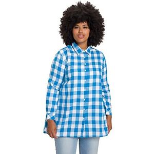 Ulla Popken Geruite damesblouse, Blauw