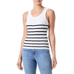 ONLY Onllill Sl U-hals Racer Back Top Cc Knt Damestop, Cloud Dancer/strepen: zwart