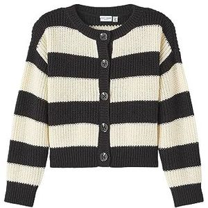 Name It Nkfveronja Ls Boxy Knit Card N gebreid vest voor meisjes, zwart.