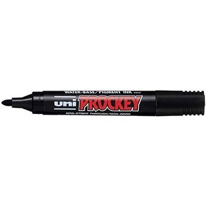 Uniball Uni Prockey PM122-N Permanente marker, ronde punt, kunststof behuizing, pigmentinkt op waterbasis, zwart, 12 stuks