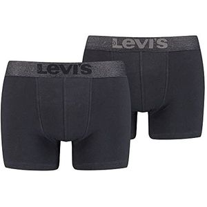 Levi's Levi's Melange Waistband Organic Cotton Men's Boxer Briefs 2 Pack heren boxershorts, Schwarz, S