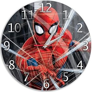 ERT GROUP Origineel en officieel gelicentieerd Marvel, stille wandklok, glanzend Spider Man 001 patroon, uniek design, geschilderde metalen wijzers, 30,5 cm (12 inch)