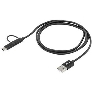 ANSMANN 2-in-1 micro/type-C USB-laadkabel, datakabel, zeer flexibele TPE-kunststof kabel met gespoten trekontlasting, voor smartphone, tablet, powerbank, Xbox 120 cm lang