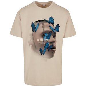 Mister Tee Le Papillon T-shirt, oversized, voor heren, Bruin