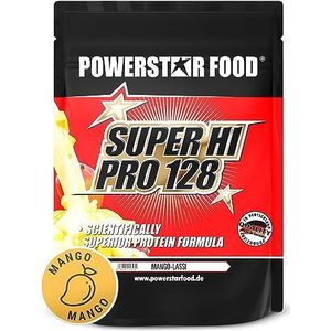 Powerstar SUPER HI PRO 128 1 kg | Multicomponent eiwitpoeder | Hoogst mogelijke biologische waarde | Proteïnepoeder met 80% SS-eiwit | geproduceerd in Duitsland | Mango Lassi