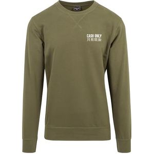 Mister Tee Homme Cash Only Crewneck, olive, XS