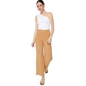 Trendyol Pantalon taille haute jambe large pour femme, camel, taille 34, camel, 62