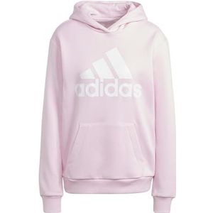 adidas Essentials Logo Boyfriend fleece hoodie dames, Helder Roze/Wit