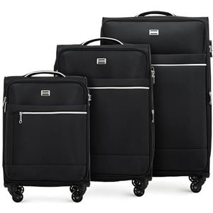 WITTCHEN MIRA Line Bagagekoffer van polyester, telescopische handgreep, vier zwenkwielen, TSA-cijferslot, zwart., Set van 3 koffers