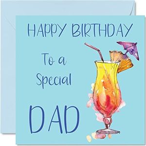Cocktailverjaardagskaarten voor heren, Special Dad, verjaardagskaart van zoon en dochter, 145 mm x 145 mm, wenskaarten voor 18e, 21e, 30e, 40e, 50e verjaardag