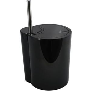 Spirella Afvalemmer en bezemhouder, PP, 6 l, SUN & MOON, zwart