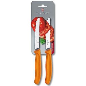 Victorinox Swiss Classic tomaten- en tafelmessen set 2-delig, gekarteld, roestvrij, Swiss Made, oranje