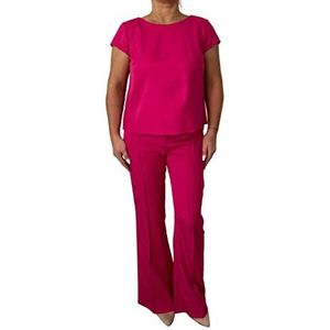 Aldona, Victoria Rosehill Crease damesbroek, elegante uitlopende broek, casual broek, casual broek voor dames, roze, fuchsia