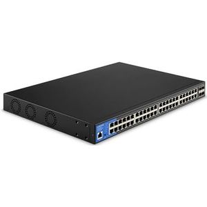 Linksys LGS352MPC-EU 48-poorts Gigabit PoE+ netwerkswitch (740 W met sleuven voor 4 poorten 10G Uplink SFP+, intelligent beheerbaar Ethernet met metalen behuizing, bureau of wand)