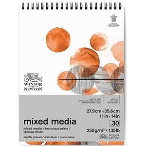Winsor & Newton 6694007 Mixed Media blokpapier, 30 vellen 27,9 x 35,6 cm, 250 g/m², FSC, zuurvrij, optische witmakers, stabiel en bestand tegen veroudering, voor alle natte en droge technieken