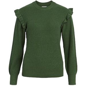 Object Objmalena L/S Ruffle Pullover Noos Sweater, dames, groen/detail: gemengd, L, Groen artikel: mengsel