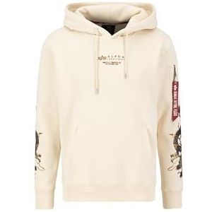 ALPHA INDUSTRIES Alpha Industries Dragon Emb heren hoodie sweatshirt met capuchon (1 stuk), Jet Stream White