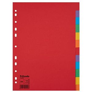 Esselte Register A4, 12 toetsen, rood/meerkleurig, gerecycled karton, 100202