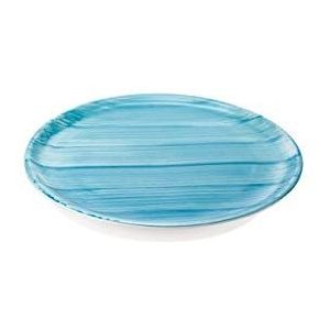 Zafferano Serie Strech, platte borden van porselein, Ø 270 mm, kleur aquamarijn, vaatwasmachinebestendig tot 60 °C, 6 stuks