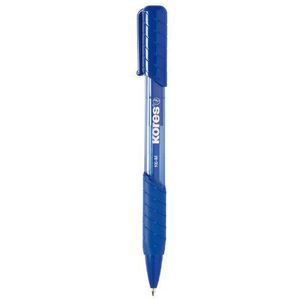 Kores - K6: balpen, intrekbaar, blauw, middelste punt, 1 mm, biologisch met anti-pen inkt voor zacht schrijven, zachte grip, school- en kantoorbenodigdheden, 12 stuks