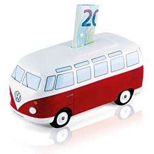 BRISA VW Collection Volkswagen Combi Bus T1 Camper Van spaarpot keramiek met geschenkdoos, grote capaciteit voor kinder/huisdecoratie/cadeau (schaal 1:22/rood)