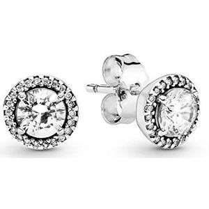 PANDORA Timeless Fonkelende ronde oorbellen van sterling zilver met zirkoniasteentjes, afmetingen: ca. 8 mm, 8 mm, sterling zilver, zirkonia, Sterling zilver, Zirkonia