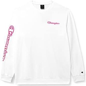 Champion Legacy Neon Spray Powerblend Terry Contrast Logo Crewneck sweatshirt, heren, wit, M, Wit.