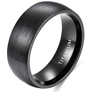 Zakk Verlovingsringen heren dames zwart zilver titanium geborsteld comfortabel 6mm 8mm, titanium