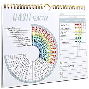 Lamare Gewoontetrackingkalender - inspirerend gewoontendagboek met spiraalbinding - dagboek voor het volgen van dagelijkse gewoonten en doelgrafiek - doeldagboek