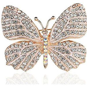 Belons Elegante vlinder kristal strass broche voor bruiloft - Voor vrouwen en meisjes - Zwart / Wit, Bamboe, Kristal
