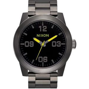 Nixon Heren analoog Japans kwartsuurwerk horloge met armband van roestvrij staal A346-5002-00, zwart, armband, zwart., armband