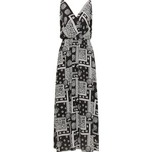 IZIA Maxi-jurk voor dames met allover-print, Zwart/Wit