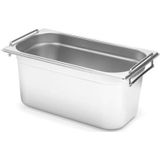 HENDI Gastronomiecontainer met handgrepen, temperatuurbestendig van -40 °C tot 300 °C, voor heteluchtkachels en vriezer, 7,8 l, GN 1/3, 325x176 (H) 200 mm, roestvrij staal