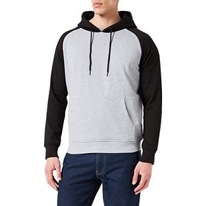 Build Your Brand Bb005-basic Raglan Hoody Sweatshirt met capuchon voor heren, Donkergrijs/zwart