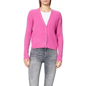 Tommy Jeans Tjw Essential Cardigan voor dames, geribbeld gebreid, Levendig fuchsia