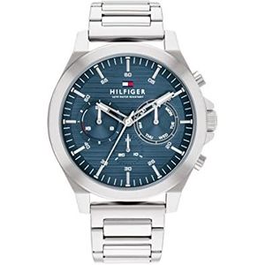 Tommy Hilfiger Heren quartz horloge met meerdere wijzerplaat met roestvrij staal, blauw 010, armband, Blauw 010, Armband