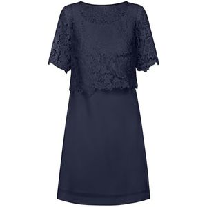 APART Cocktailjurk bestaande uit mouwloze kokerjurk en kanten overhemd, marineblauw, 40, Navy Blauw